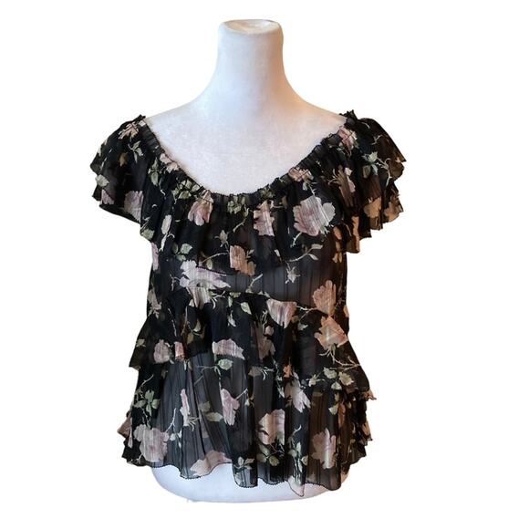 Ulla Johnson Silk Flora Floral Ruffled Georgette Top Size 2 - Picture 2 of 8